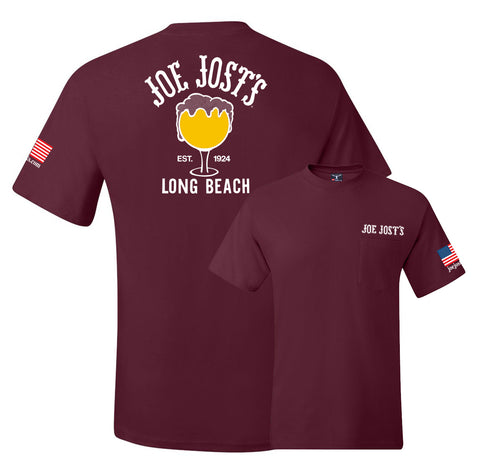 Schooner Tee With Pocket-  Maroon