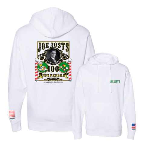 Joe Jost's 100th Birthday Pullover Hood Sweatshirt - White