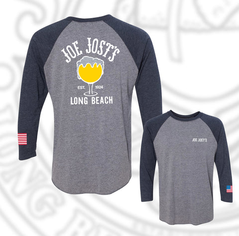 Joe Jost's Schooner Raglan 3/4 Tee - Navy / Heather