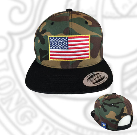 Joe Jost's USA Trucker Patch Hat Green Camo Black Brim